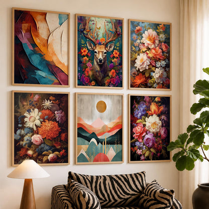 Floral Modern Wall Art Prints with Frame for Wall Decor