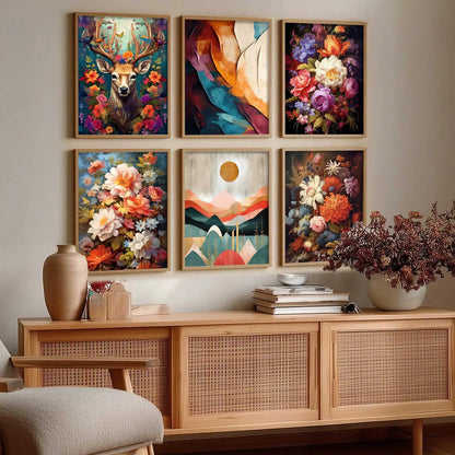 Floral Modern Wall Art Prints with Frame for Wall Decor