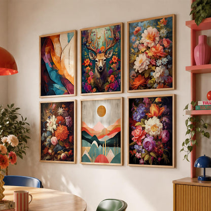Floral Modern Wall Art Prints with Frame for Wall Decor