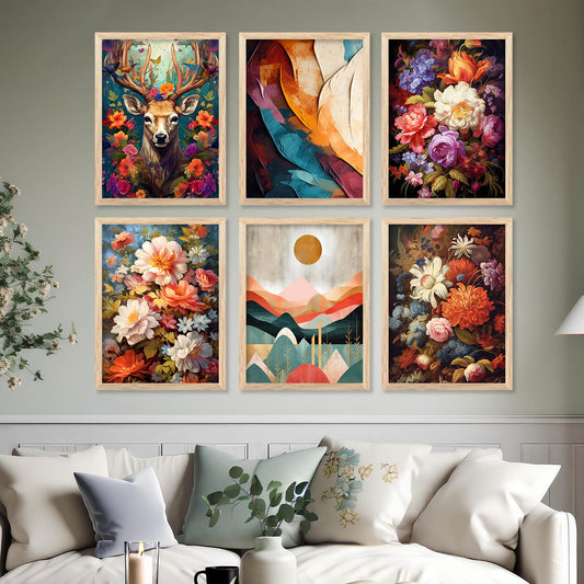 Floral Modern Wall Art Prints with Frame for Wall Decor