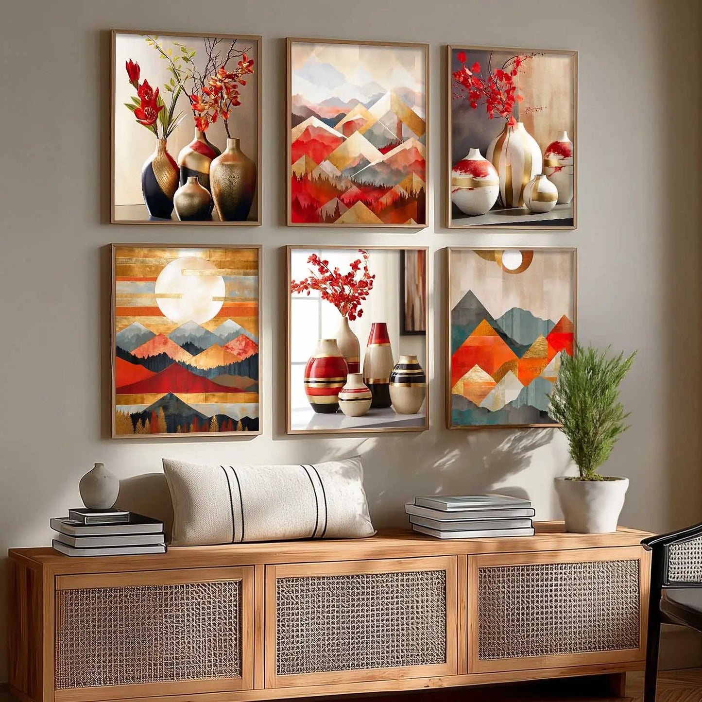 Floral Modern Wall Art Prints with Frame for Wall Decor