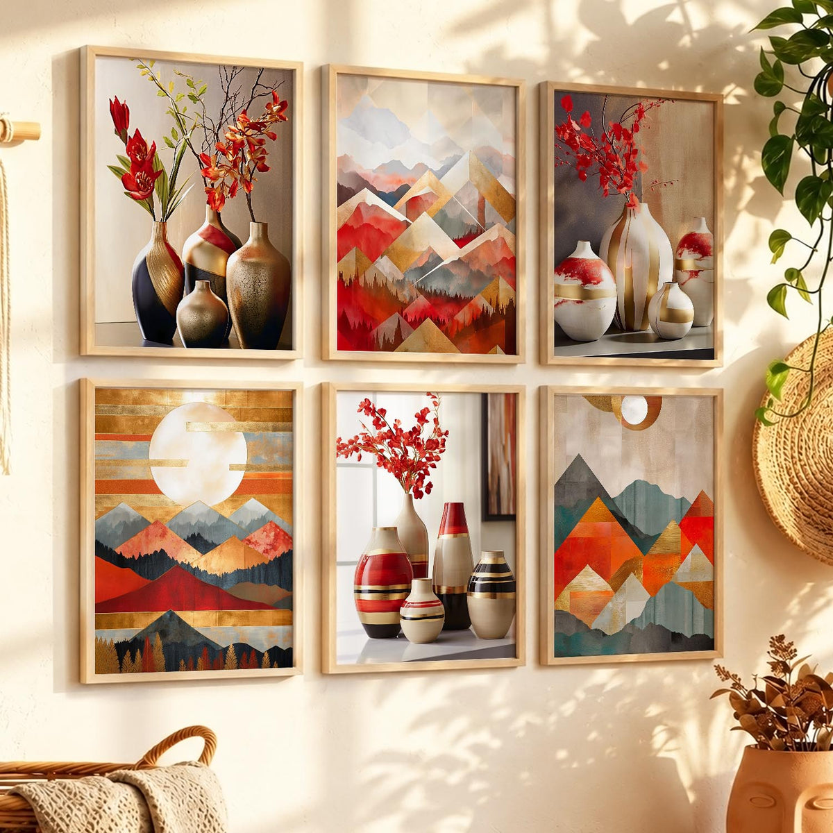 Floral Modern Wall Art Prints with Frame for Wall Decor