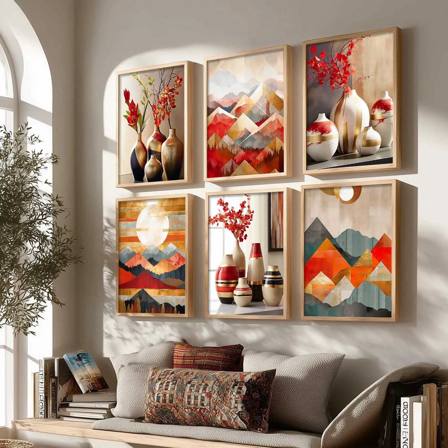 Floral Modern Wall Art Prints with Frame for Wall Decor