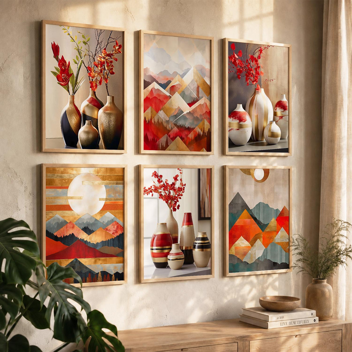Floral Modern Wall Art Prints with Frame for Wall Decor