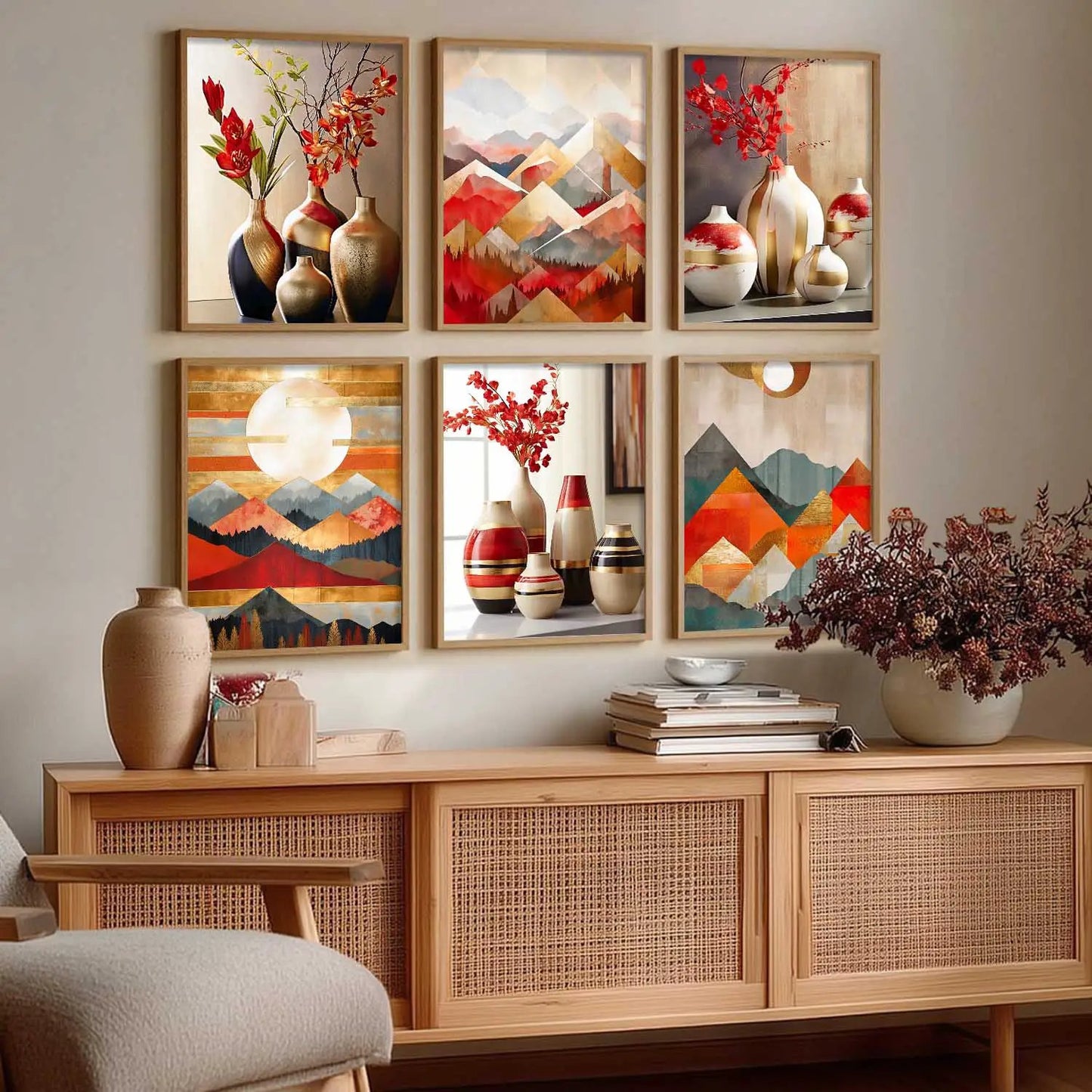 Floral Modern Wall Art Prints with Frame for Wall Decor