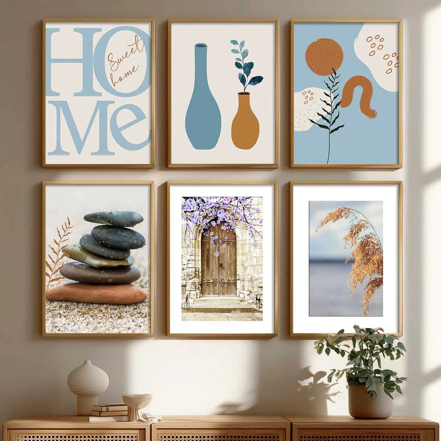 Boho Wall Art Poster With Frame For Home And Wall Decor