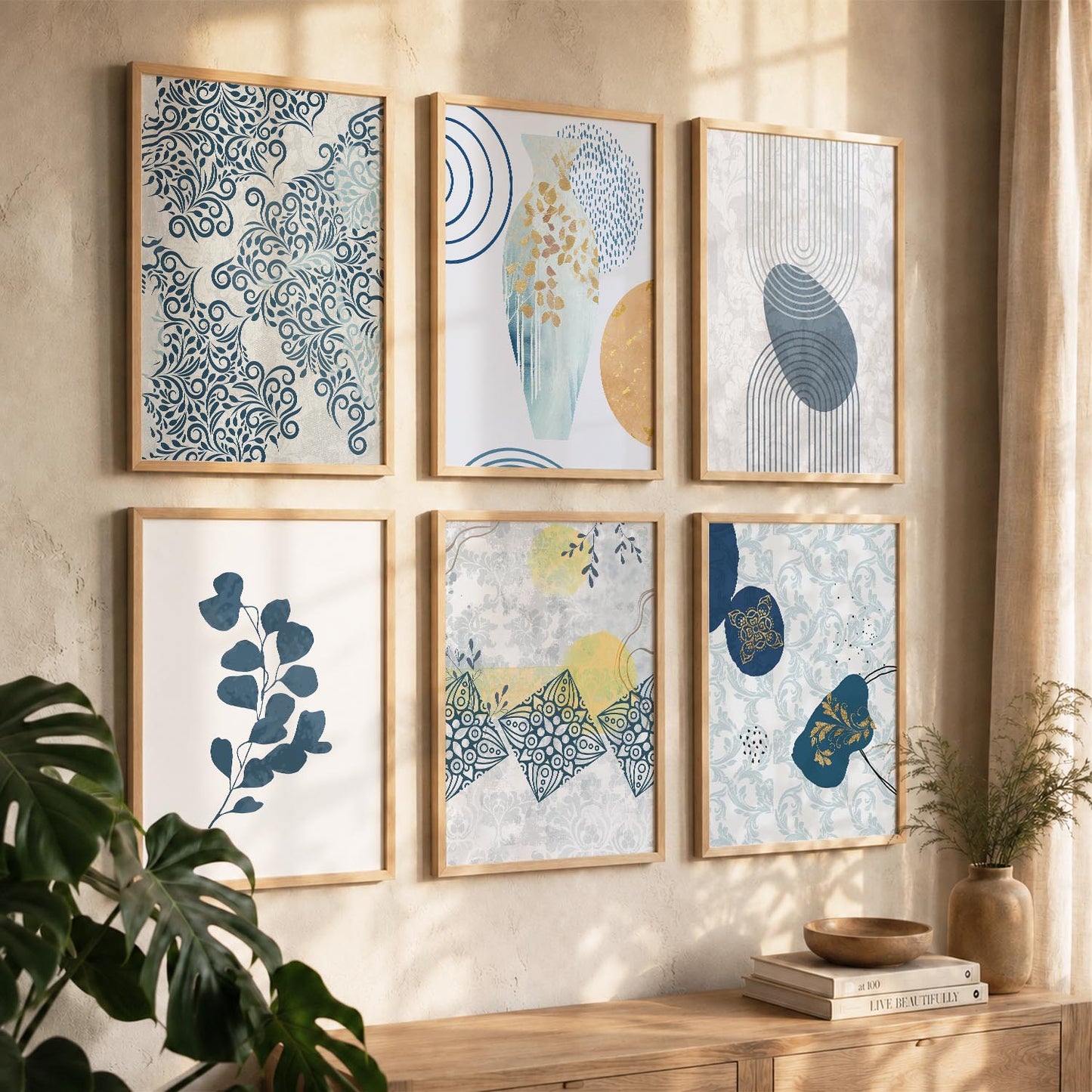 Boho Wall Art Poster With Frame For Home And Wall Decor
