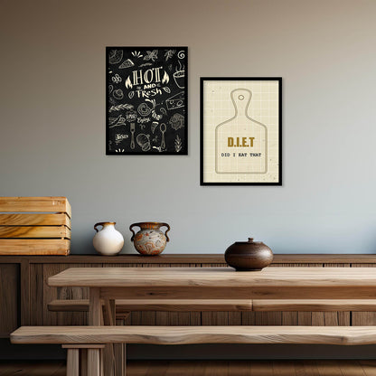 Kitchen Theme Framed Posters for Restaurant Kitchen Dinning Room Cafe Wall Decor Set of 6