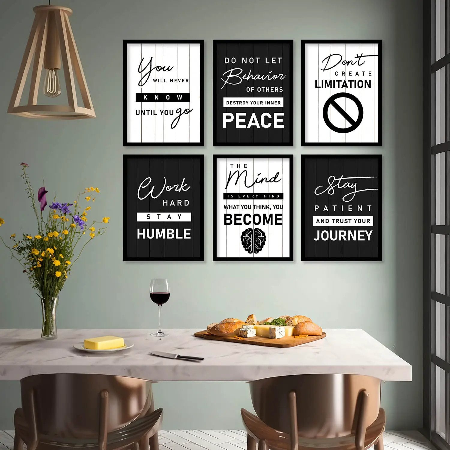 Motivational Quotes Framed Posters for Home Living Room Bedroom and Office Wall Decor Set of 6 by Kotart store