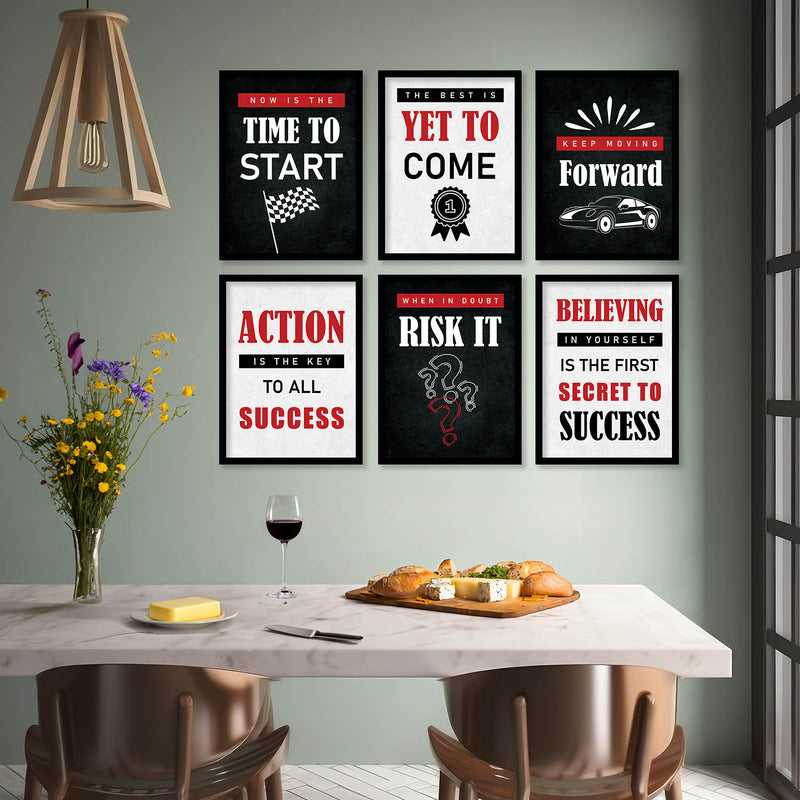 Motivational Quotes Framed Posters for Home Living Room Bedroom and Office Wall Decor Set of 6