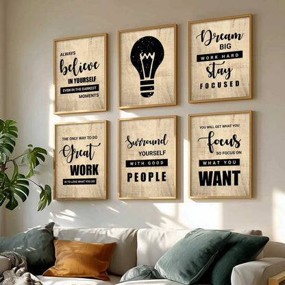 Motivational Quotes Framed Posters for Home Living Room Bedroom and Office Wall Decor Set of 6