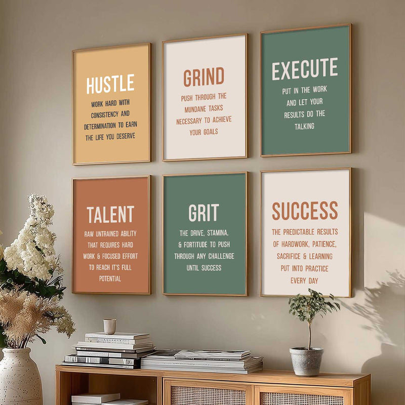 Motivational Quotes Framed Posters for Home Living Room Bedroom and Office Wall Decor Set of 6