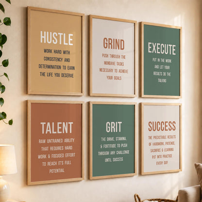 Dream Big Modern Typography Motivational Quotes Wall Art Set of 6 Framed Prints