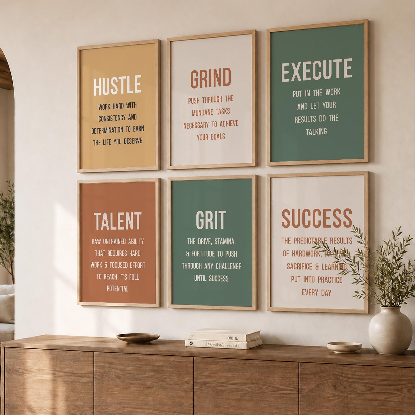 Dream Big Modern Typography Motivational Quotes Wall Art Set of 6 Framed Prints