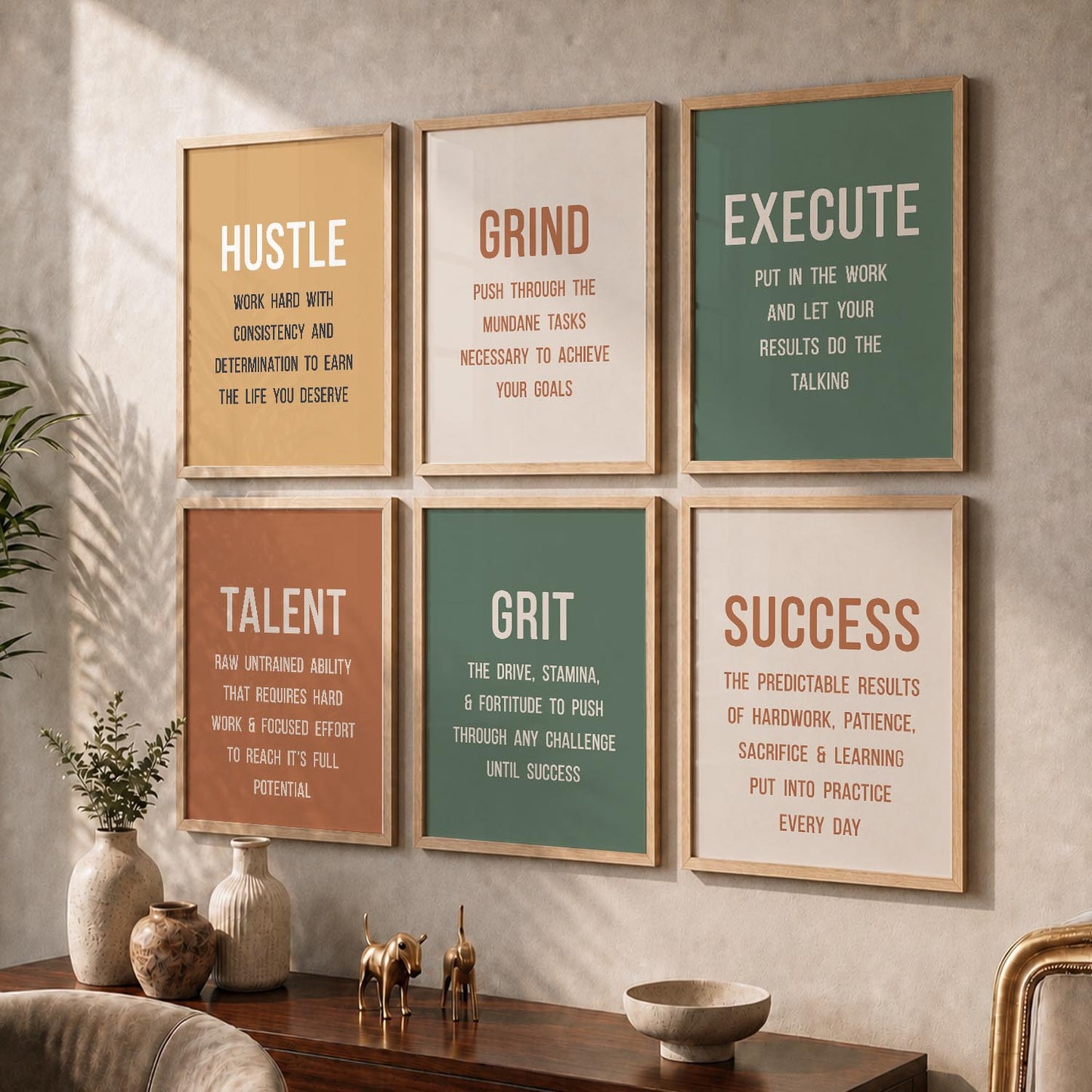 Dream Big Modern Typography Motivational Quotes Wall Art Set of 6 Framed Prints
