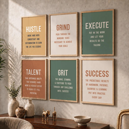 Dream Big Modern Typography Motivational Quotes Wall Art Set of 6 Framed Prints