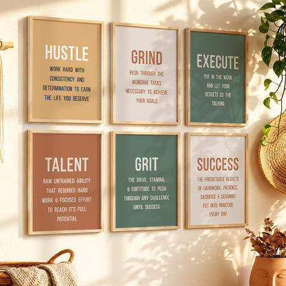 Dream Big Modern Typography Motivational Quotes Wall Art Set of 6 Framed Prints