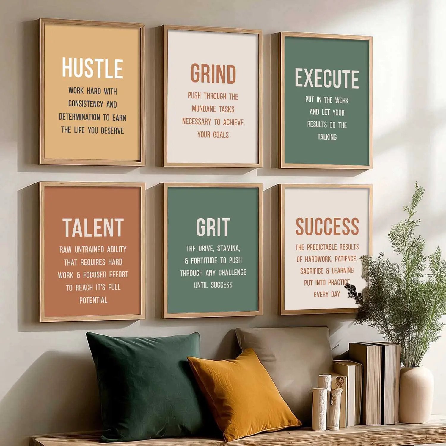 Motivational Quotes Framed Posters for Home Living Room Bedroom and Office Wall Decor Set of 6 by Kotart store