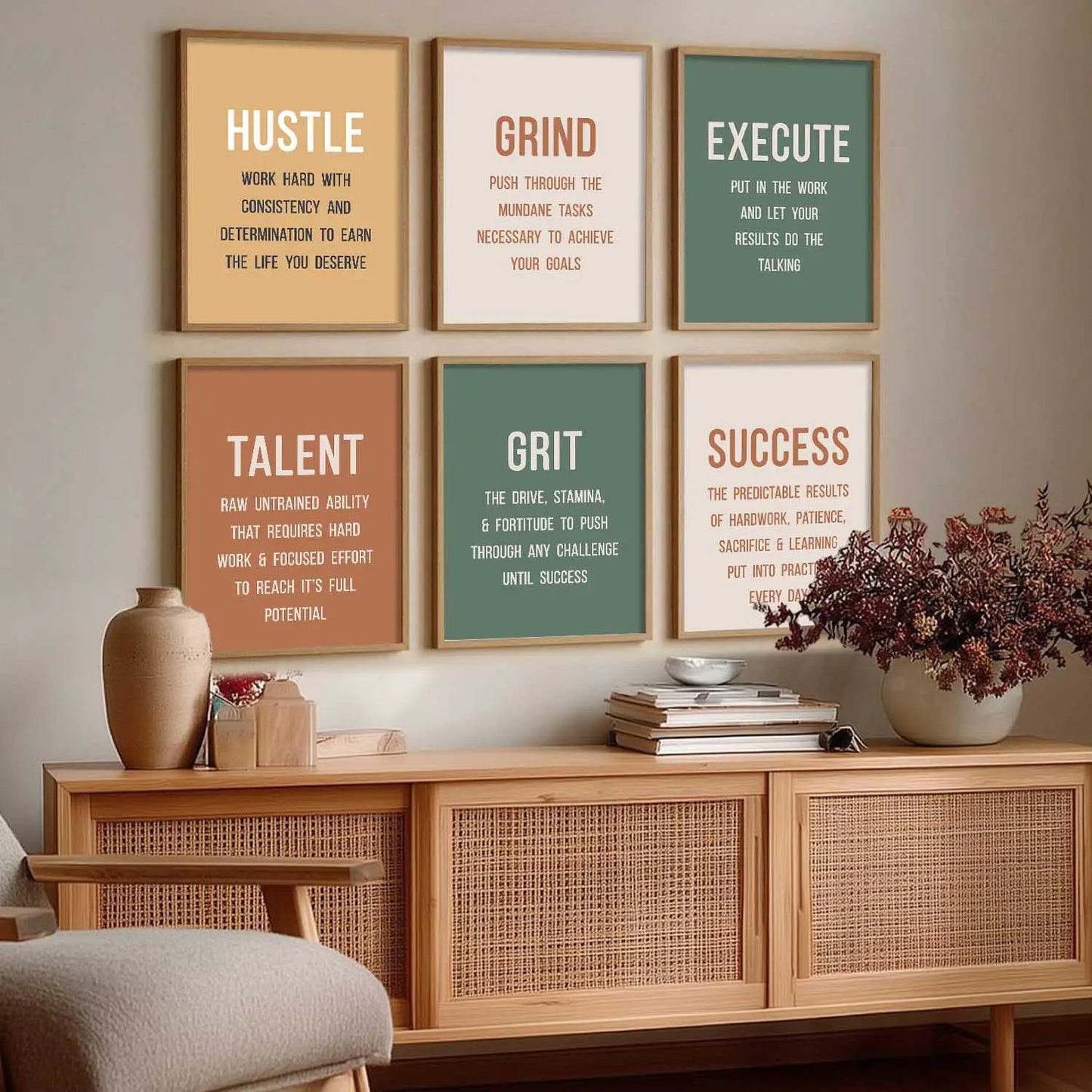 Motivational Quotes Framed Posters for Home Living Room Bedroom and Office Wall Decor Set of 6 by Kotart store