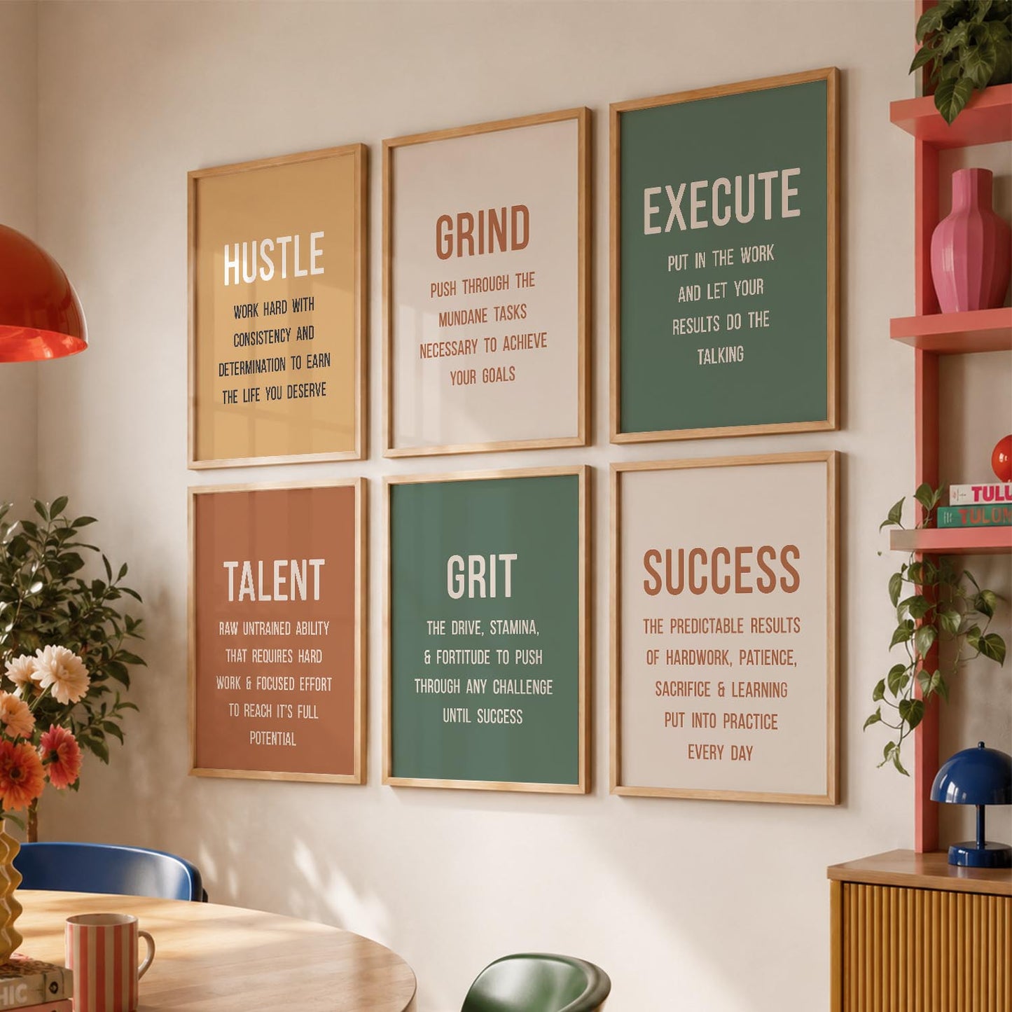 Dream Big Modern Typography Motivational Quotes Wall Art Set of 6 Framed Prints