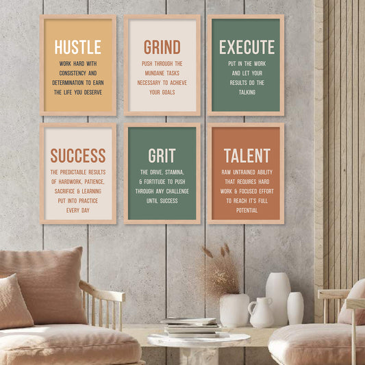 Motivational Quotes Framed Posters for Home Living Room Bedroom and Office Wall Decor Set of 6