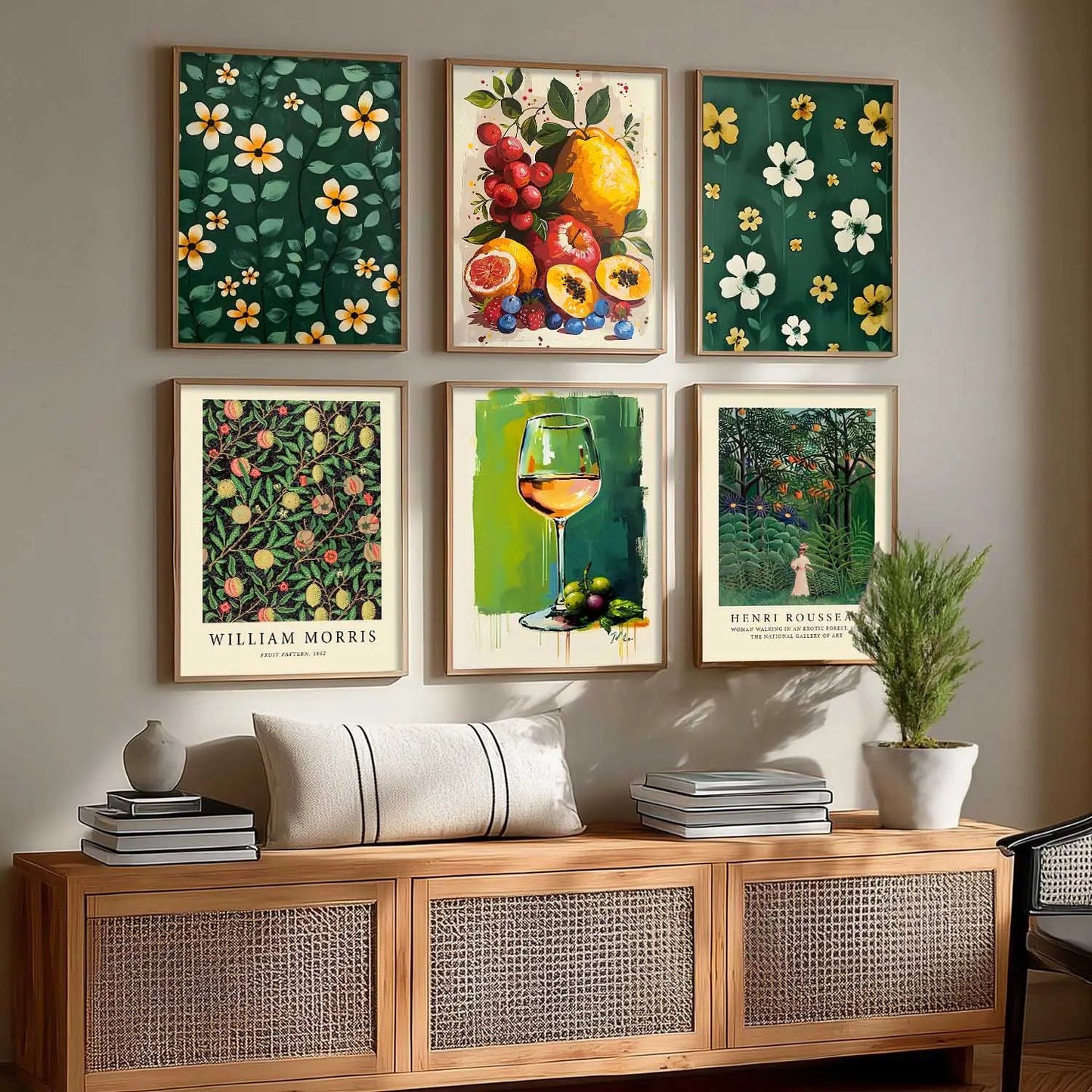 Floral Modern Wall Art Poster With Frame For Home And Wall Decor