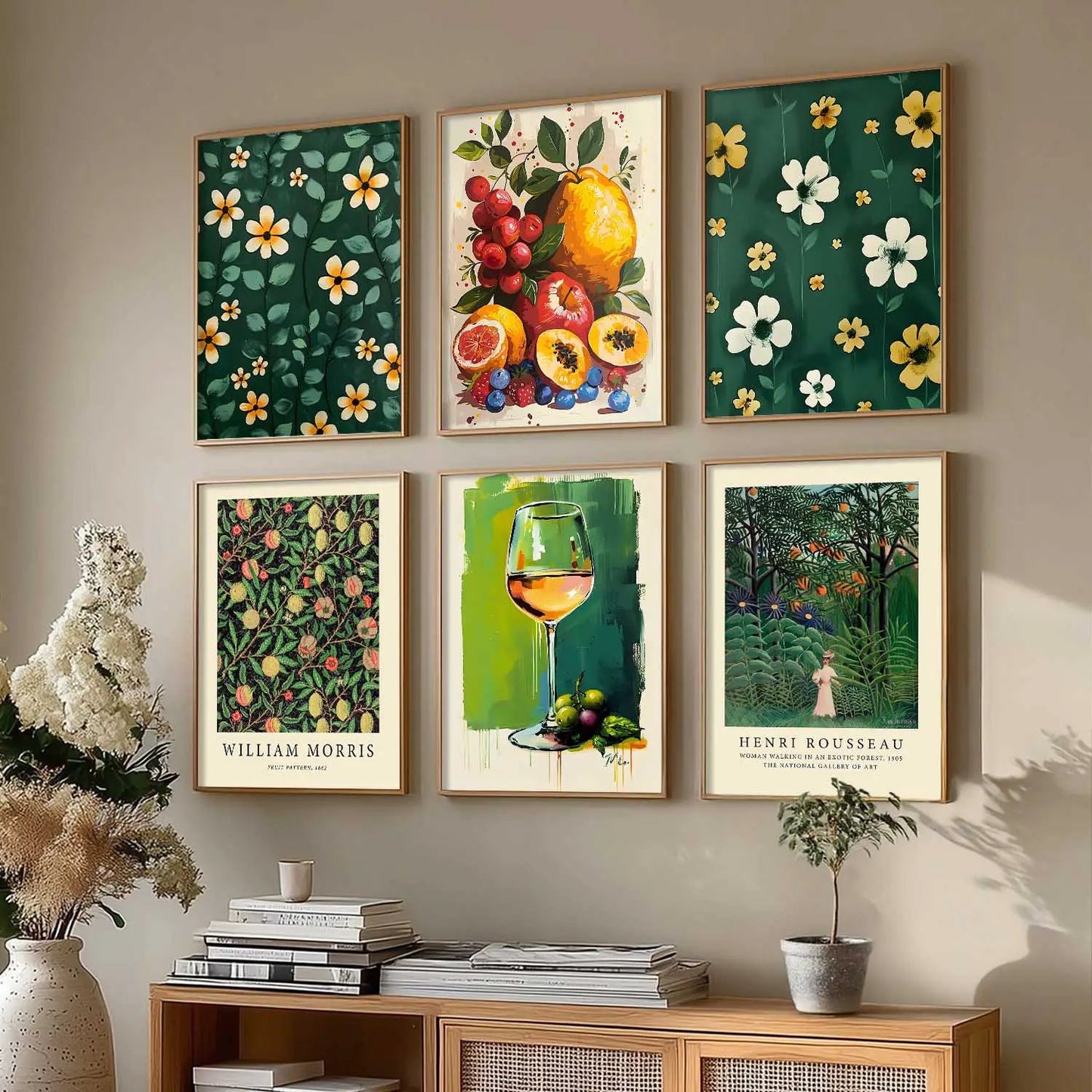 Floral Modern Wall Art Poster With Frame For Home And Wall Decor