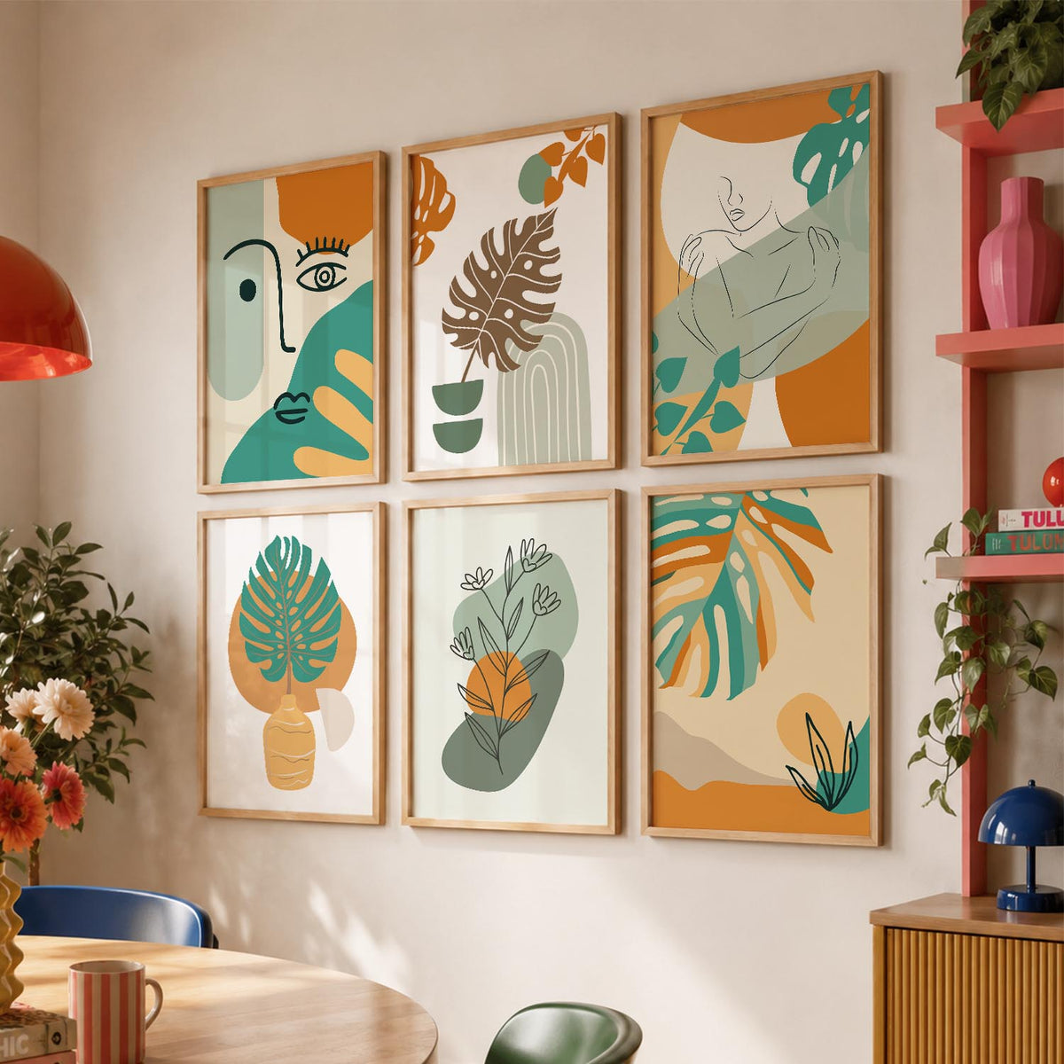Minimal Boho Art Framed Posters for Home Living Room Bedroom and Office Wall Decor Set of 6
