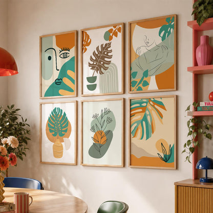 Minimal Boho Art Framed Posters for Home Living Room Bedroom and Office Wall Decor Set of 6