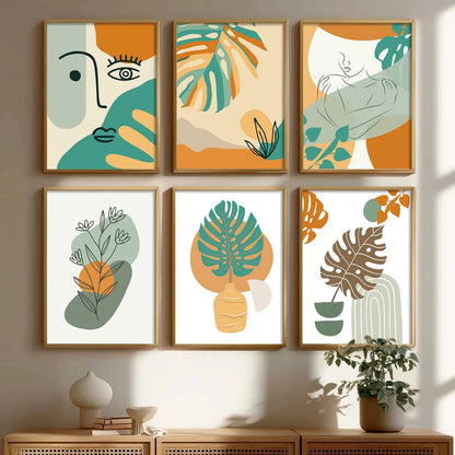 Minimal Boho Art Framed Posters for Home Living Room Bedroom and Office Wall Decor Set of 6
