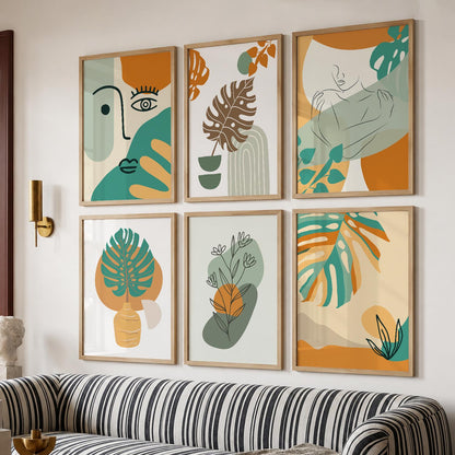 Minimal Boho Art Framed Posters for Home Living Room Bedroom and Office Wall Decor Set of 6