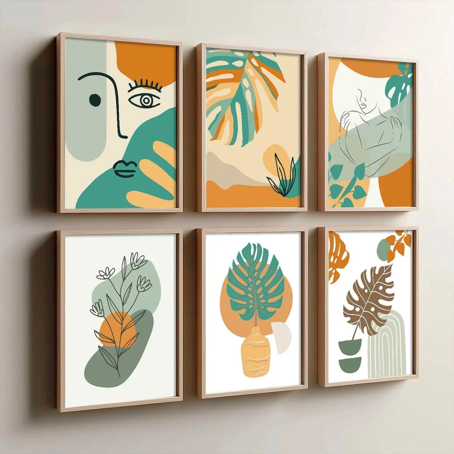 Minimal Boho Art Framed Posters for Home Living Room Bedroom and Office Wall Decor Set of 6