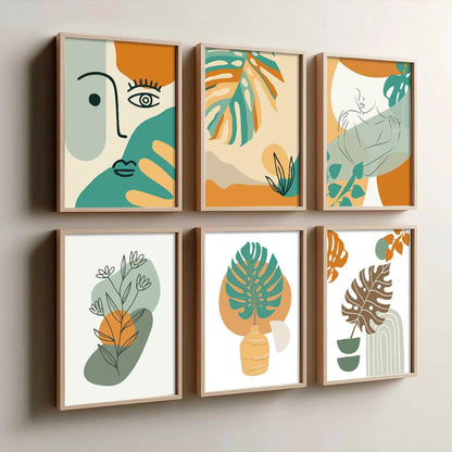 Minimal Boho Art Framed Posters for Home Living Room Bedroom and Office Wall Decor Set of 6