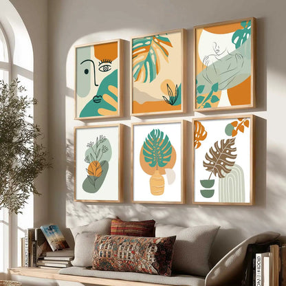 Minimal Boho Art Framed Posters for Home Living Room Bedroom and Office Wall Decor Set of 6
