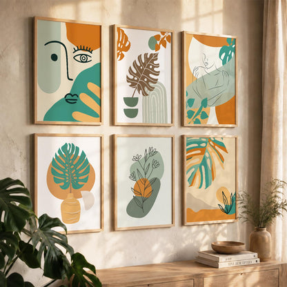 Minimal Boho Art Framed Posters for Home Living Room Bedroom and Office Wall Decor Set of 6
