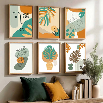 Minimal Boho Art Framed Posters for Home Living Room Bedroom and Office Wall Decor Set of 6