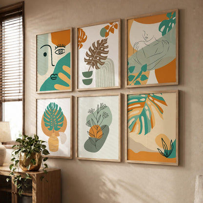 Minimal Boho Art Framed Posters for Home Living Room Bedroom and Office Wall Decor Set of 6