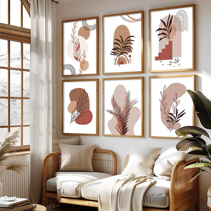 Minimal Boho Art Framed Posters for Home Living Room Bedroom and Office Wall Decor Set of 6