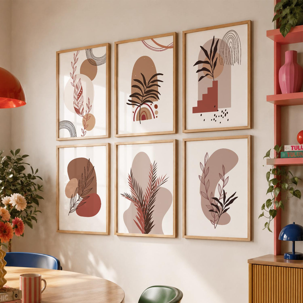 Minimal Boho Art Framed Posters for Home Living Room Bedroom and Office Wall Decor Set of 6