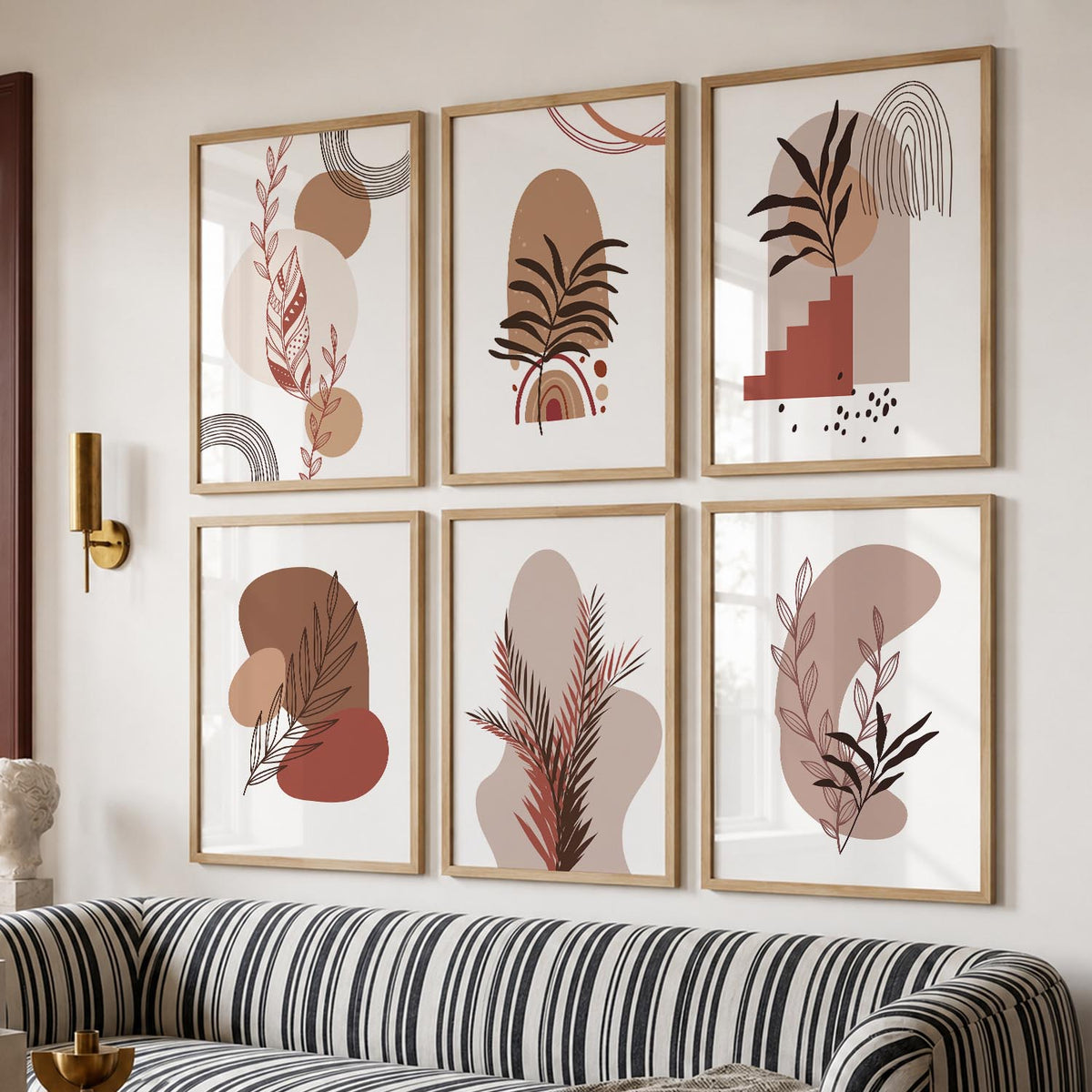 Minimal Boho Art Framed Posters for Home Living Room Bedroom and Office Wall Decor Set of 6