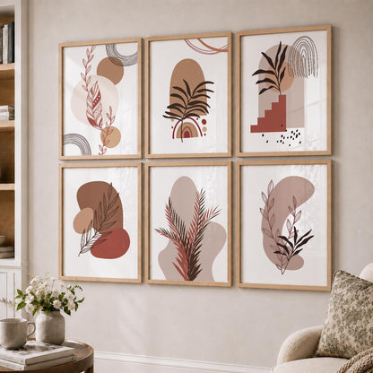 Minimal Boho Art Framed Posters for Home Living Room Bedroom and Office Wall Decor Set of 6