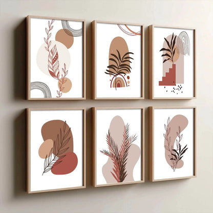 Minimal Boho Art Framed Posters for Home Living Room Bedroom and Office Wall Decor Set of 6