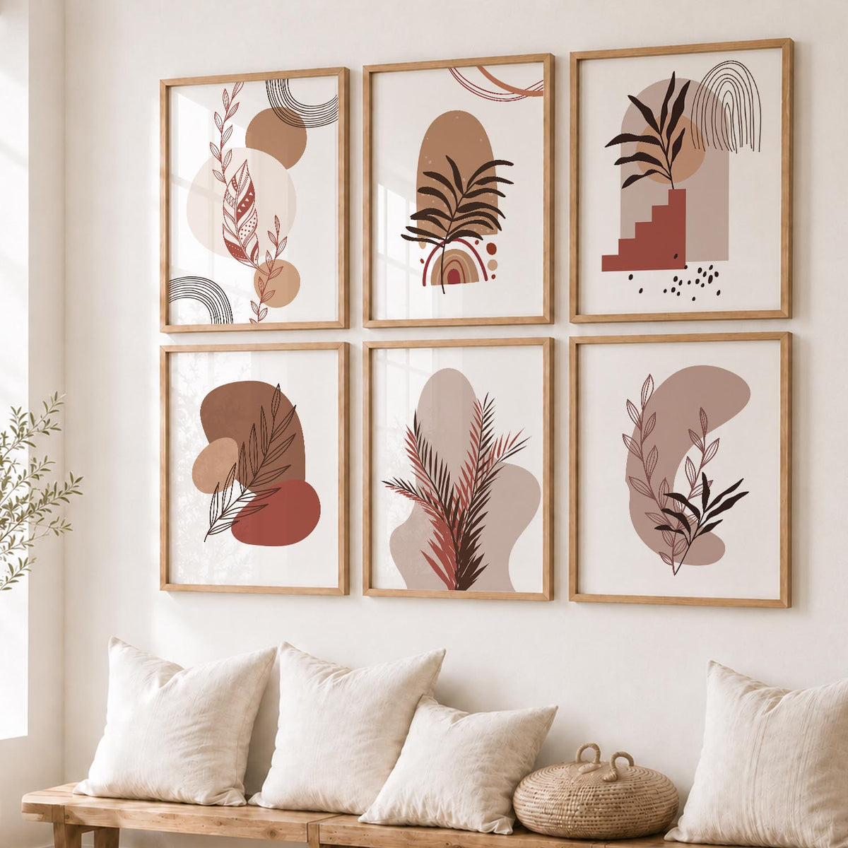 Minimal Boho Art Framed Posters for Home Living Room Bedroom and Office Wall Decor Set of 6