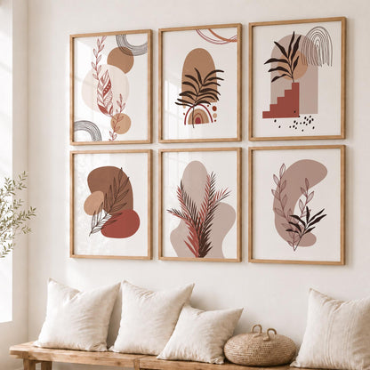 Minimal Boho Art Framed Posters for Home Living Room Bedroom and Office Wall Decor Set of 6