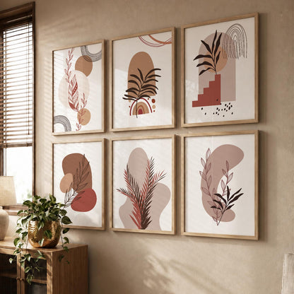 Minimal Boho Art Framed Posters for Home Living Room Bedroom and Office Wall Decor Set of 6