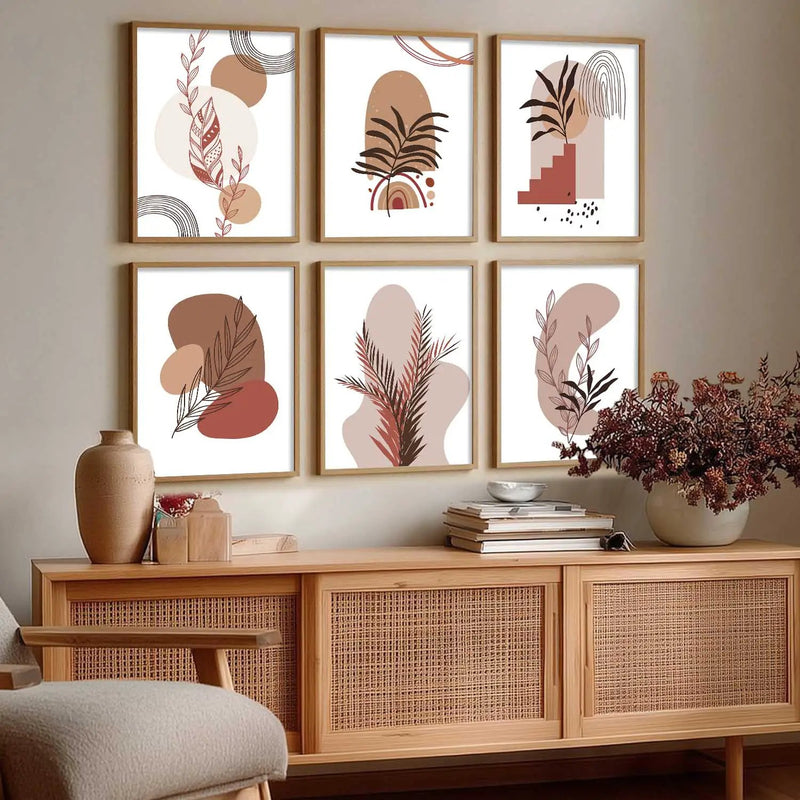 Minimal Boho Art Framed Posters for Home Living Room Bedroom and Office Wall Decor Set of 6