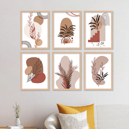 Minimal Boho Art Framed Posters for Home Living Room Bedroom and Office Wall Decor Set of 6