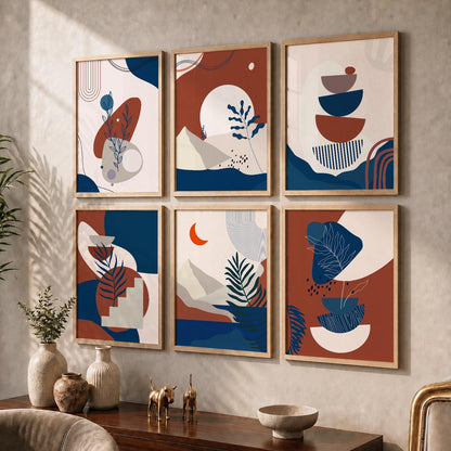 Minimal Boho Art Framed Posters for Home Living Room Bedroom and Office Wall Decor Set of 6