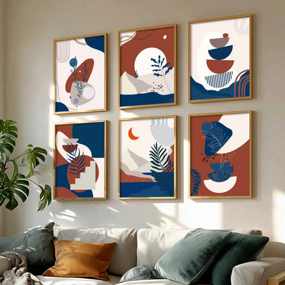 Minimal Boho Art Framed Posters for Home Living Room Bedroom and Office Wall Decor Set of 6