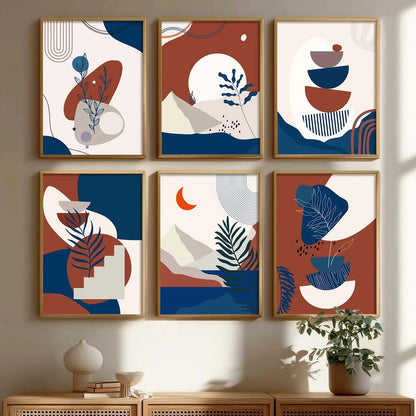 Minimal Boho Art Framed Posters for Home Living Room Bedroom and Office Wall Decor Set of 6